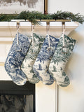 Equestrian Toile-Printed Linen Holiday Stocking