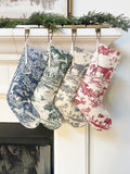 Equestrian Toile-Printed Linen Holiday Stocking