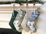 Equestrian Toile-Printed Linen Holiday Stocking