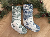 Equestrian Toile-Printed Linen Holiday Stocking