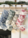 Equestrian Toile-Printed Linen Holiday Stocking