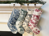 Equestrian Toile-Printed Linen Holiday Stocking