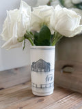 Ceramic Hand-Etched Equestrian Everyday Bud Vase