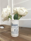 Ceramic Hand-Etched Equestrian Everyday Bud Vase
