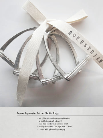 Pewter Equestrian Stirrup Napkin Rings