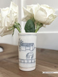 Ceramic Hand-Etched Equestrian Everyday Bud Vase