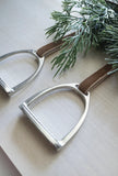 Pewter Equestrian Stirrup Ornament with Velvet Ribbon