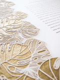 Ketubah Papercut - Tropical Flora (Metallic Border)