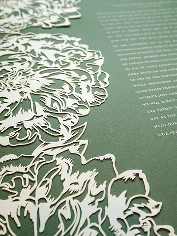 Papercut Ketubah Peonies
