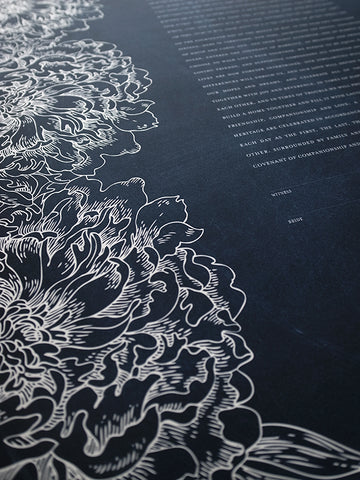 Signature Ketubah Design (Cotton Paper) Peonies