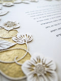 Ketubah Papercut - Blooming Garden (Metallic Border)