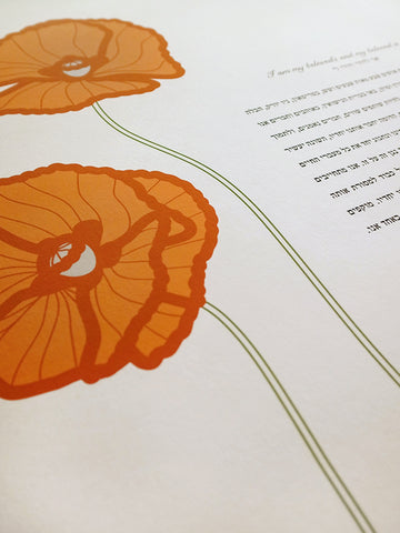 Signature Ketubah Design (Cotton Paper) Poppies