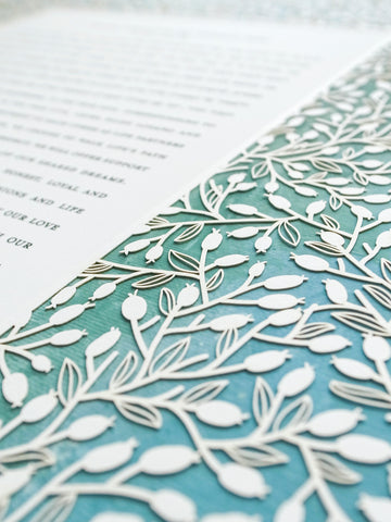Papercut Ketubah Lace Leaves