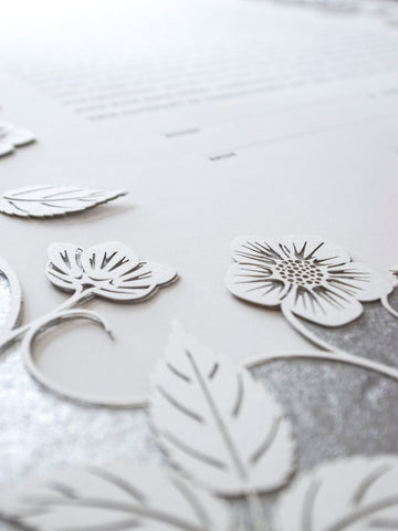 Ketubah Papercut - Blooming Garden (Metallic Border)