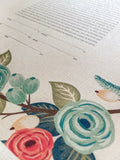 Signature Ketubah Blooming Branches on Bookcloth