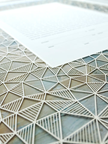 Ketubah Papercut - Geometric (Printed Border)