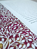 Ketubah Papercut - Lace Leaves (Metallic Border)