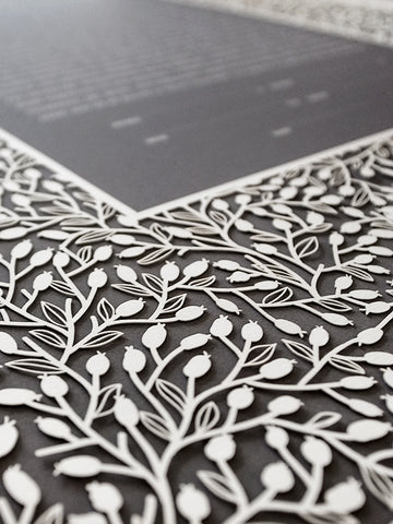 Papercut Ketubah Lace Leaves
