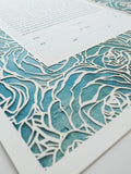 Ketubah Papercut - Roses Frame (Printed Border)