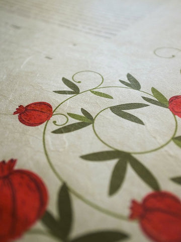 Signature Ketubah Pomegranate Branches on Washi Paper