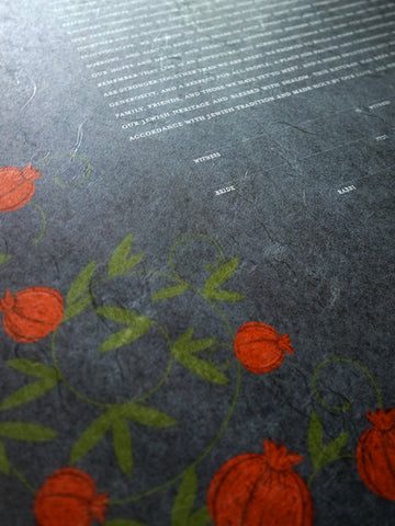 Signature Ketubah - Pomegranate Branches on Washi Paper