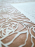Ketubah Papercut - Roses Frame (Metallic Border)
