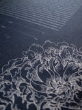 Signature Ketubah Peony Corner on Bookcloth