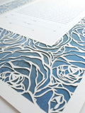 Ketubah Papercut - Roses Frame (Printed Border)