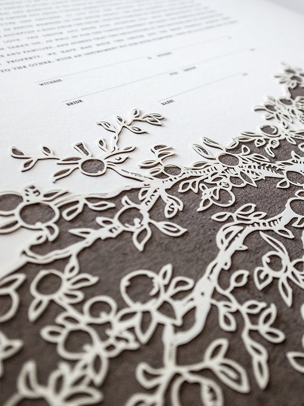 Ketubah Papercut - Branches (Printed Border)