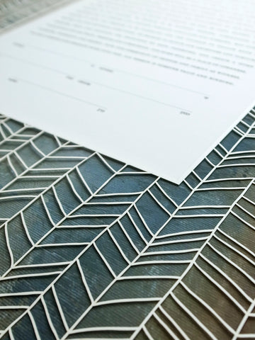 Ketubah Papercut - Chevron Lines (Printed Border)