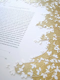 Ketubah Papercut - Sprigs (Metallic Border)
