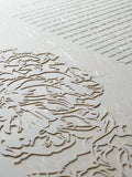 Papercut Ketubah Peonies on Washi Paper