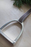 Pewter Equestrian Stirrup Ornament with Velvet Ribbon - Free Shipping