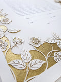 Ketubah Papercut - Blooming Garden (Metallic Border)