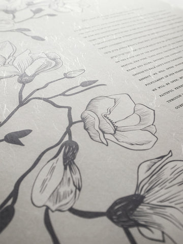 Signature Ketubah Southern Magnolias on Washi Paper