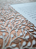 Ketubah Papercut - Lace Leaves (Metallic Border)