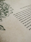 Signature Ketubah Design (Cotton Paper) Peony Corner