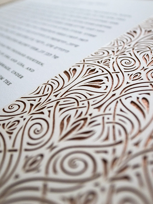 Ketubah Papercut - Art Nouveau Lace (Metallic Border)