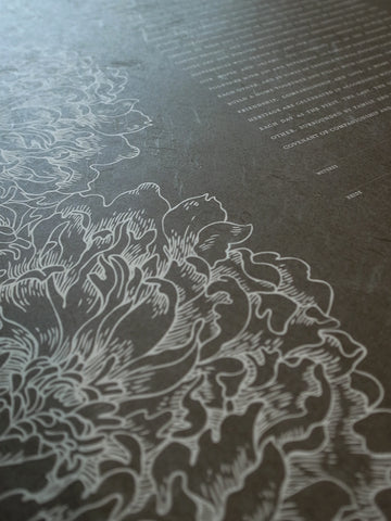 Signature Ketubah Peonies on Washi Paper