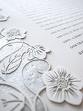 Ketubah Papercut - Blooming Garden (Metallic Border)