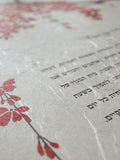 Signature Ketubah - Falling Blossoms on Washi Paper