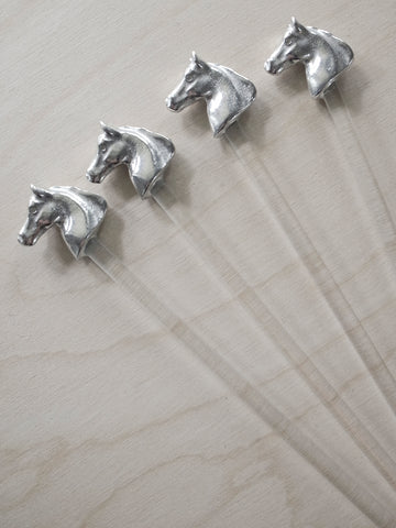 Pewter Equestrian Thoroughbred Drink Stirrers