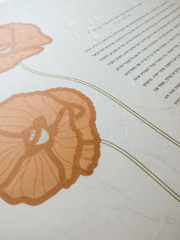 Signature Ketubah Poppies on Washi Paper