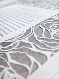 Ketubah Papercut - Roses Frame (Metallic Border)