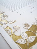 Ketubah Papercut - Blooming Garden (Metallic Border)