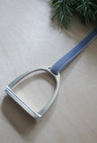 Pewter Equestrian Stirrup Ornament with Velvet Ribbon - Free Shipping