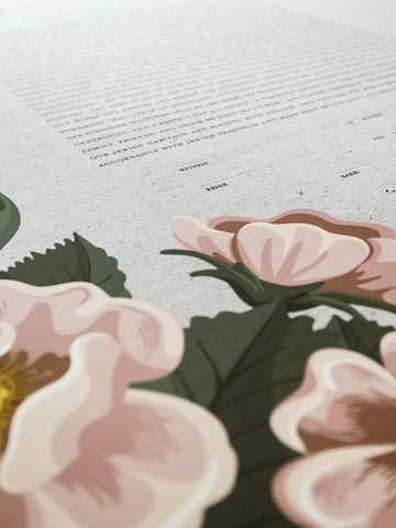 Signature Ketubah Design (Cotton Paper) Blooming Roses