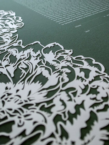 Papercut Ketubah Peonies