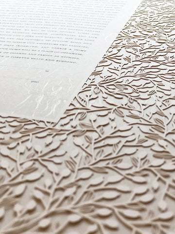 Papercut Ketubah Lace Leaves on Washi Paper