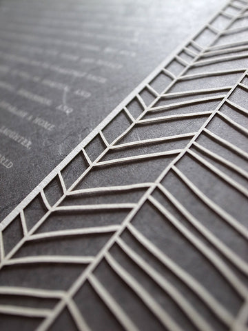 Papercut Ketubah Chevron Lines on Washi Paper